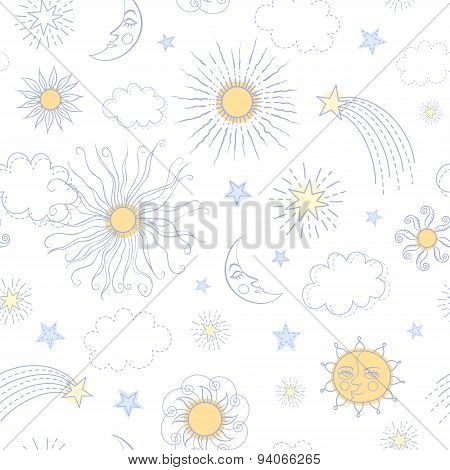Seamless Pattern With Doodle Sun