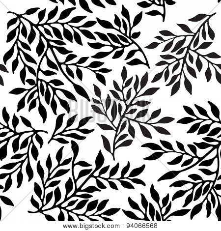 Seamless foliate ornament. Black and white pattern
