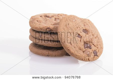 Chocolate chip cookie on white