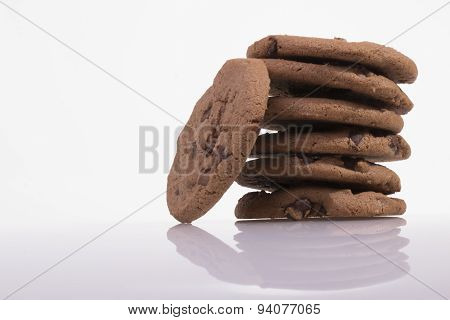 Chocolate chip cookie on white