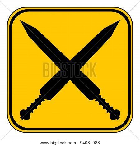 Crossed Gladius Swords Button.