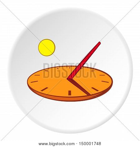 Sundial icon in cartoon style on white circle background. Time symbol vector illustration