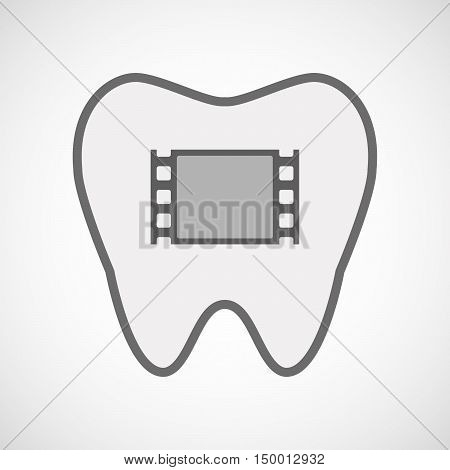 Isolated Line Art Tooth Icon With A Film Photogram
