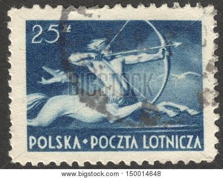 MOSCOW RUSSIA - CIRCA SEPTEMBER 2016: a post stamp printed in POLAND shows Centaur the series 