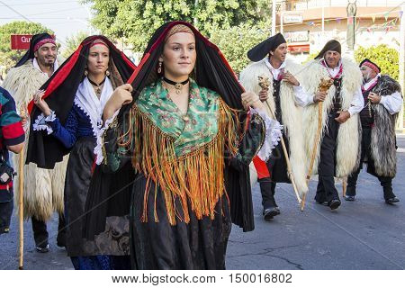ELARGIUS, ITALY - September 9, 2012: Former marriage Selargino - Sardinia - portrait of a beautiful girl in the folk group Sant'Agata of Santadi