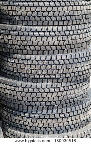 New truck tires stack up a of
