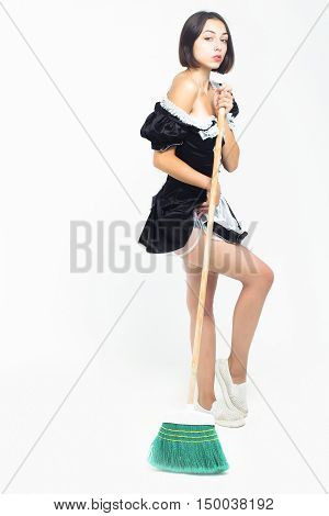 Young Woman In Parlormaid Costume