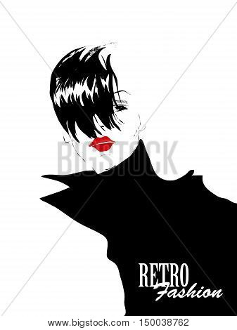 Fashion girl in sketch-style. Vector illustration. Paris fashion