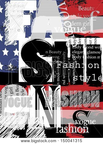 Vintage Fashion Background. Vector illustration. Flag of the USA