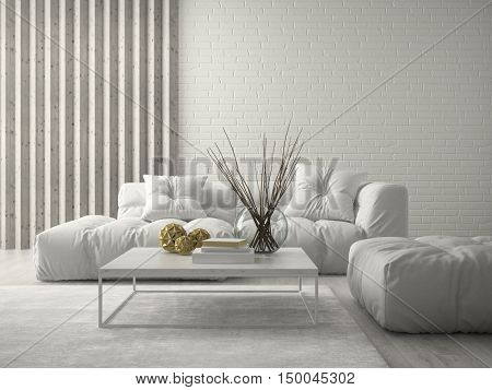 Interior modern design room 3D rendering