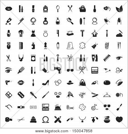 fashion 100 icons  universal set for web and mobile flat