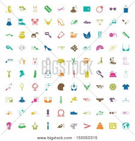fashion 100 icons  universal set for web and mobile flat