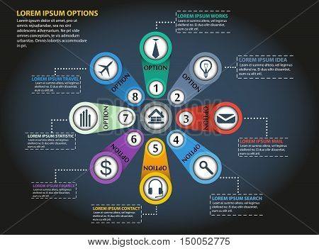 Infographic OPTION Set, Finance, TRAVEL,IDEA, WORKS, Illustration, Vector