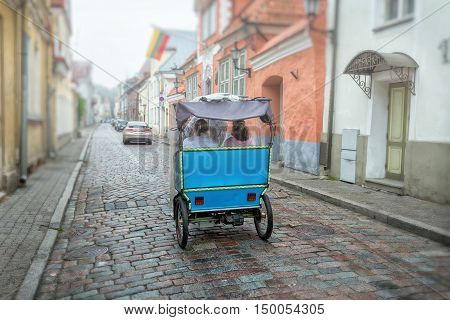 Trishaw vintage style on the old empty street