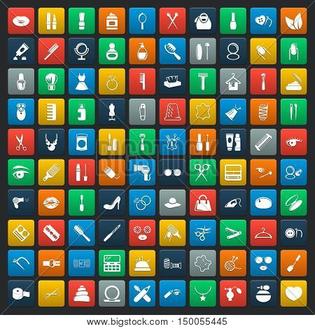 fashion 100 icons  universal set for web and mobile flat