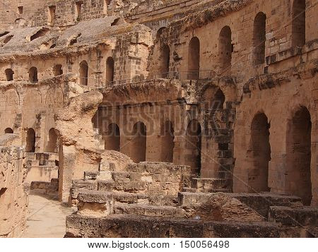 well saved ancient amphitheater in El Djem