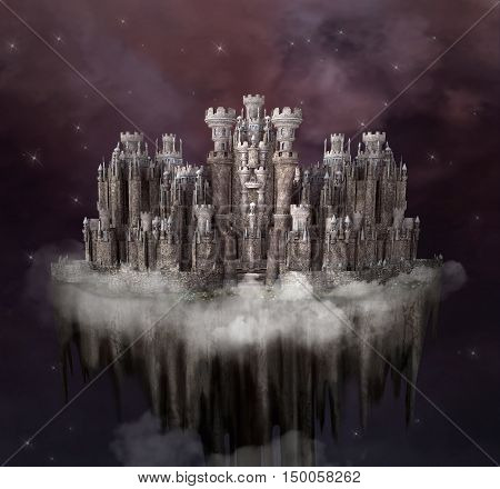 Fantasy citadel - 3D and digital painted illustration