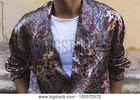 Detail Of A Fashionable Man Posing During Milan Fashion Week