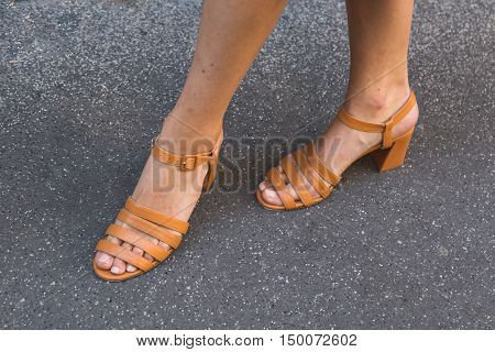 Detail Of Shoes At Milan Fashion Week