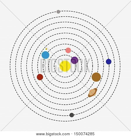 Solar System Flat Vector stock illustration. Isolated on white background