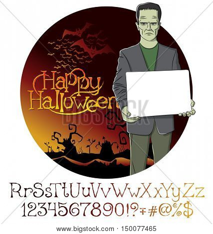 Cartoon Frankenstein vector. Frankenstein Halloween. Halloween background. Monster