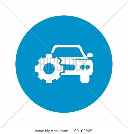 car with cogwheel icon on white background for web