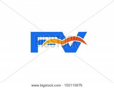 FV initial company logo design vector template