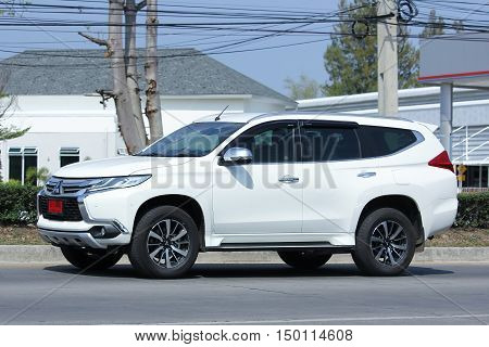 CHIANGMAI, THAILAND -FEBRUARY 29 2016: Mitsubishi Pajero Suv Car. On road no.1001, 8 km from Chiangmai city.