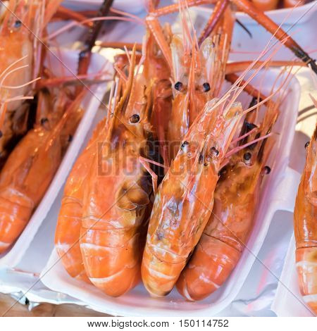 big Grilled shrimp in the fresh market