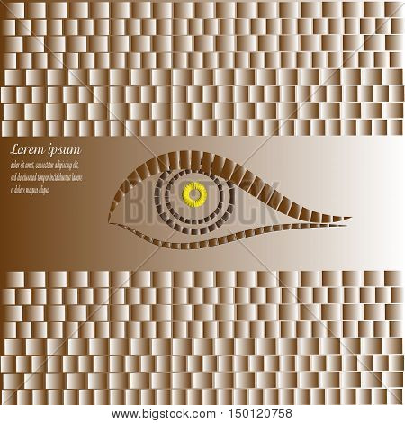 Design brown background or  logo
Abstract Projects , author  seeing eye with the effect of 2D parallel symmetrically text shadow eps10 vector illustration gray black square rectangle pattern Stock