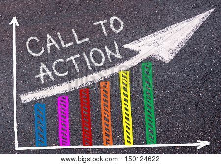 Call To Action Written Over Colorful Graph And Rising Arrow