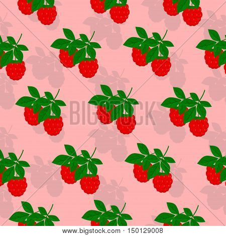 Raspberries seamless pattern vector spring summer background