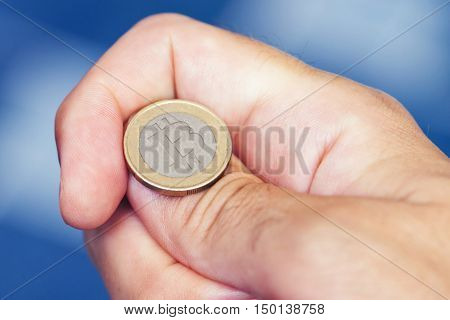 Businessman hand tossing bitcoin concept of chance opportunity and decision making