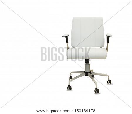 Office chair from white leather isolated over white