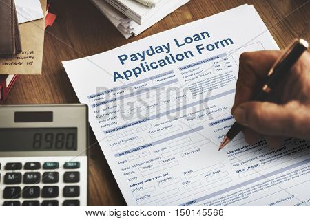 Payday Loan Application Form Salary Debt Concept