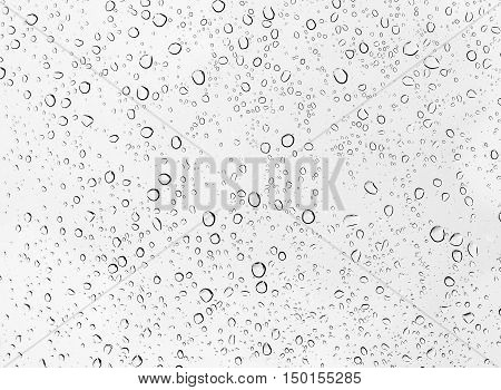 Water drops or raindrop on glass of car.