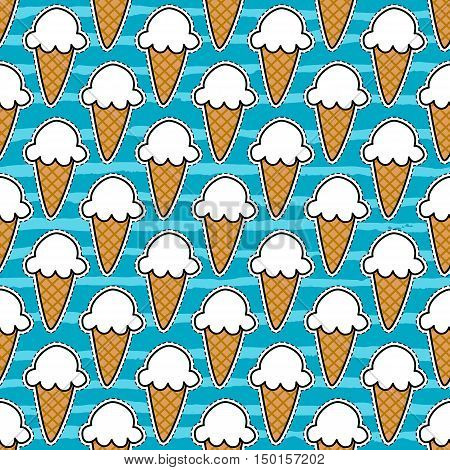 Seamless pattern with finny ice cream stickers