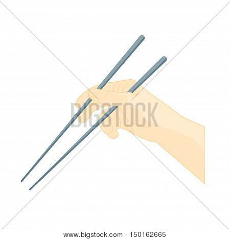 Hand Use Chopsticks. Oriental Cuisine. Traditional Japanese and Chinese Culture. Vector illustration
