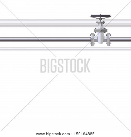 Abstract background with flat designed pipeline and valve on pipe . Concept for web newsletters water, wastewater or oil pipeline industry. Vector illustration.