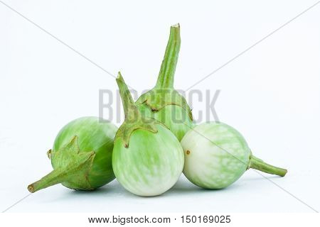 thai eggplant or Yellow berried nightshade on white background eggplant aubergine  vegetable isolated