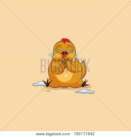 Vector Stock Illustration isolated Emoji character cartoon Hen crying, lot of tears sticker emoticon for site, infographics, video, animation, websites, e-mails, newsletters, reports, comics