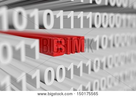 BIM is represented as a binary code with blurred background 3d illustration