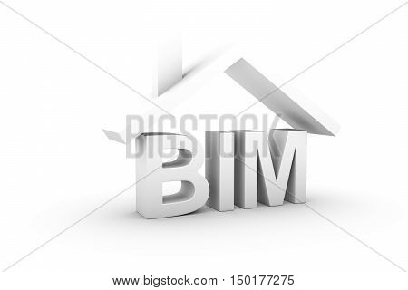 BIM roof on white background 3D illustration