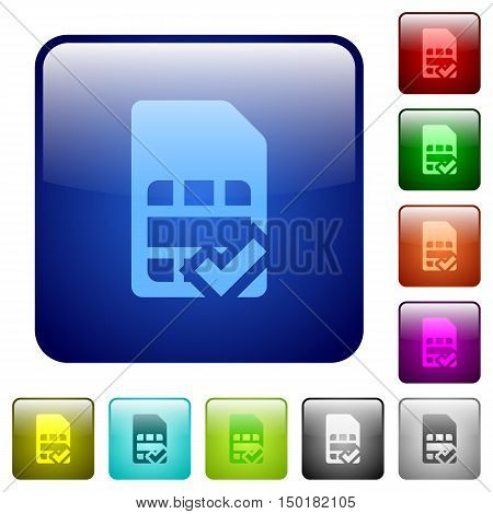 Set of SIM card accepted color glass rounded square buttons