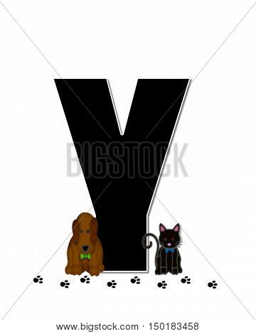 Alphabet Children Pet Paw Prints Y