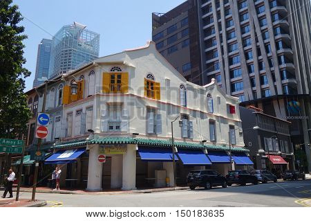 Street View Of Amoy Street In Singapore