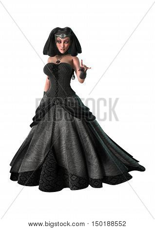 3D Rendering Witch On White