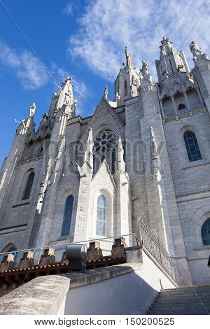 Church of the Sacred Heart of Jesus on Tibidabo mountain in Barcelona Catalonia Spain