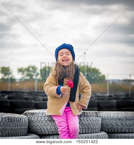 Beautiful Stylish Little Girl With Glasses