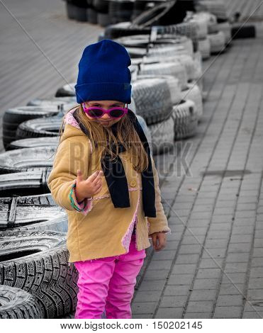 Beautiful Stylish Little Girl With Glasses